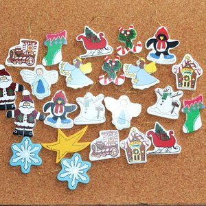 23 Pieces Assorted Wooden Christmas Ornaments Snowmen Penguins Santa Tree Decor